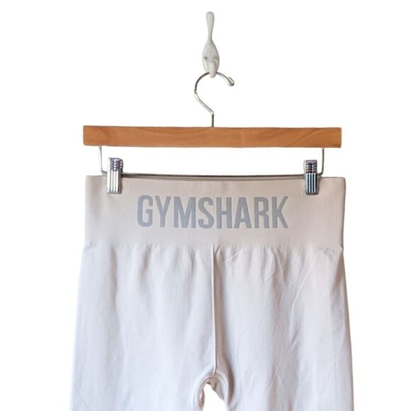 Gymshark Seamless Leggings in Beige / Grey sz M Ribbed Logo Waistband - Picture 6 of 9